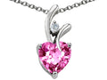 Star K Heart Shape 8mm Simulated Pink Tourmaline Pendant Necklace