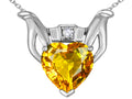 Star K Claddagh Love Pendant Necklace With 8mm Heart Genuine Citrine