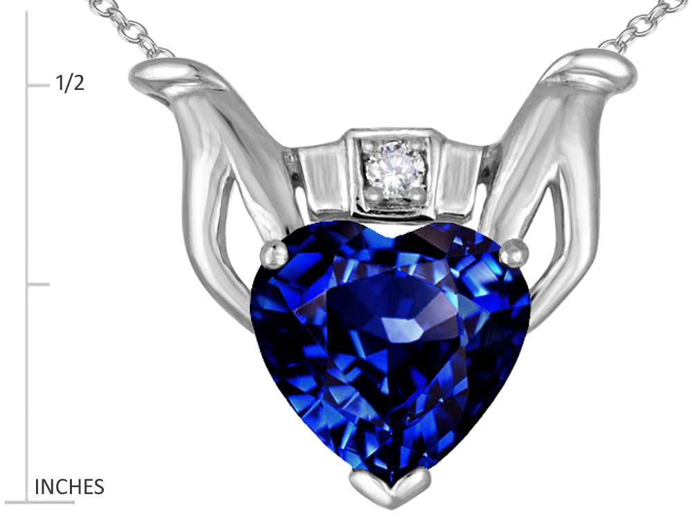 Star K Claddagh Love Pendant Necklace With 8mm Heart Created Sapphire