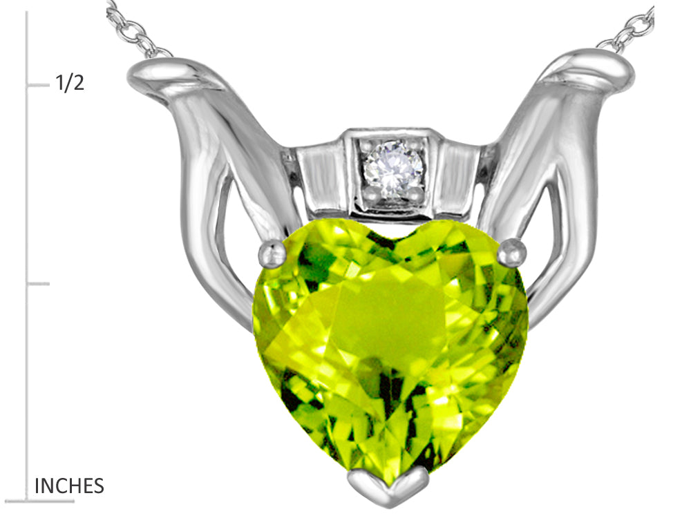 Star K Claddagh Love Pendant Necklace With 8mm Heart Genuine Peridot