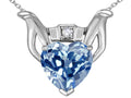 Star K Claddagh Love Pendant Necklace With 8mm Heart Simulated Aquamarine