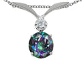 Tommaso Design Round 7mm Mystic Rainbow Topaz Pendant Necklace