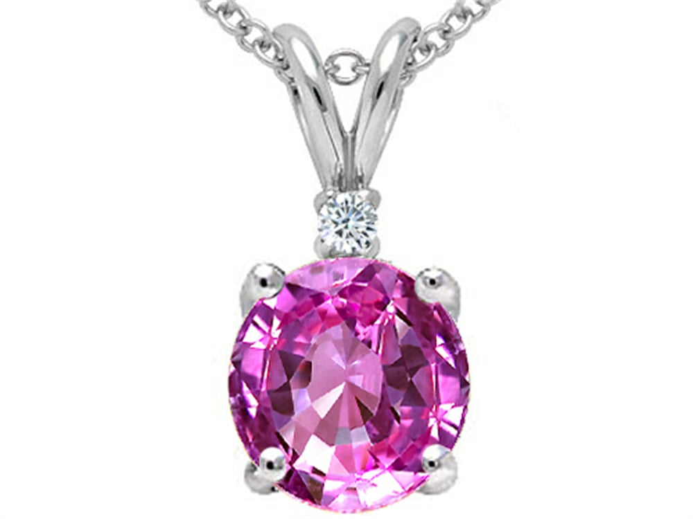 Tommaso Design™ Round 8mm Created Pink Sapphire Pendant Necklace