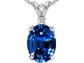 Tommaso Design Large Oval Created Blue Sapphire Pendant Necklace