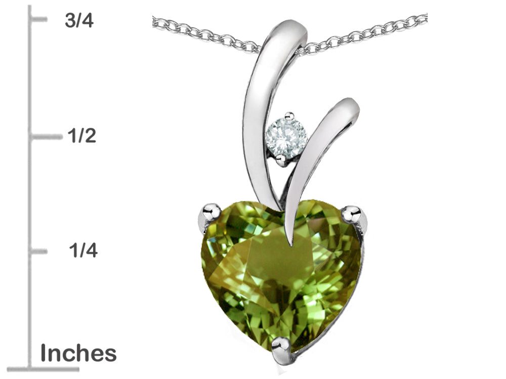 Star K Heart Shape 8mm Simulated Green Tourmaline Endless Love Pendant Necklace