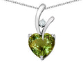 Star K Heart Shape 8mm Simulated Green Tourmaline Endless Love Pendant Necklace