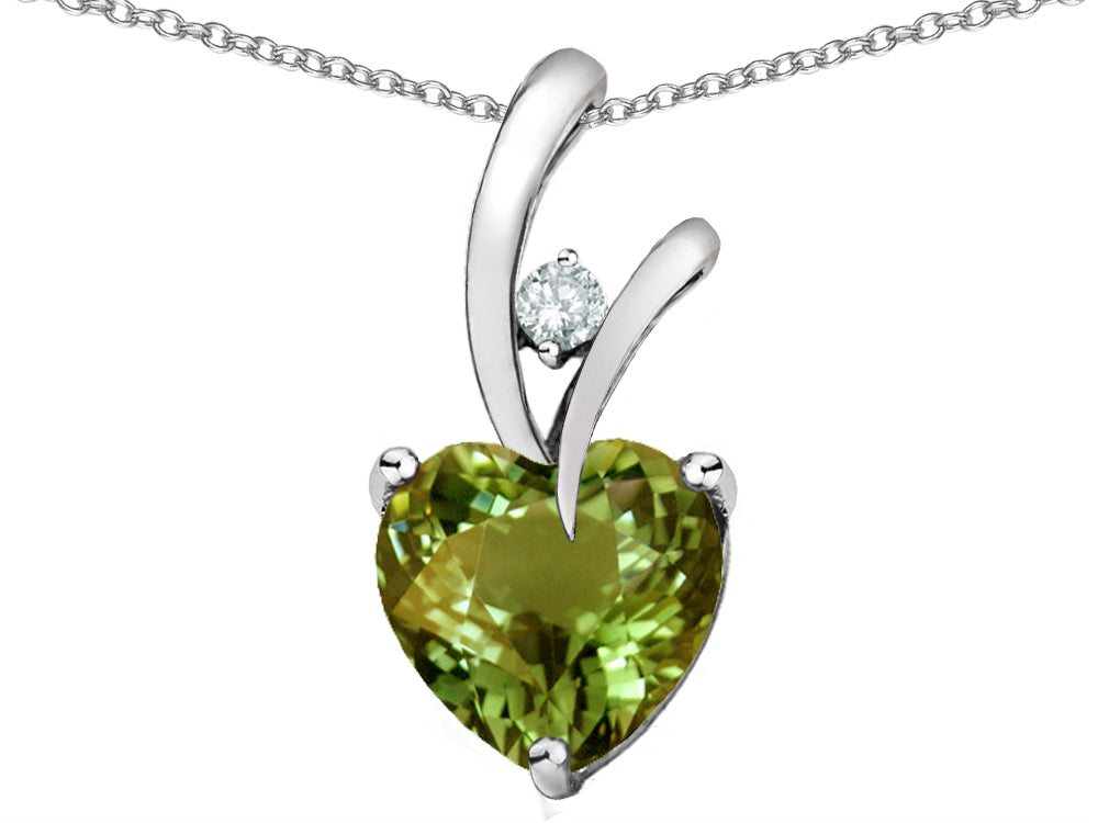 Star K Heart Shape 8mm Simulated Green Tourmaline Endless Love Pendant Necklace