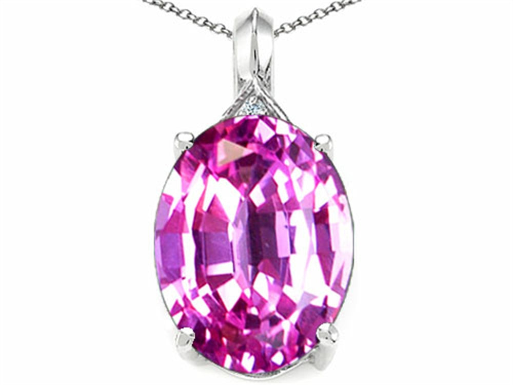 Tommaso Design Oval 12x10mm Simulated Pink Tourmaline Pendant Necklace