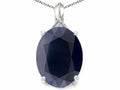 Tommaso Design Oval 12x10mm Genuine Black Sapphire Pendant Necklace