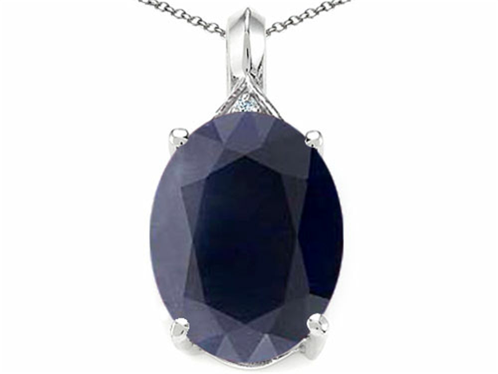 Tommaso Design Oval 12x10mm Genuine Black Sapphire Pendant Necklace