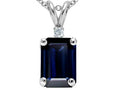 Tommaso Design Emerald Cut Genuine Sapphire Pendant Necklace
