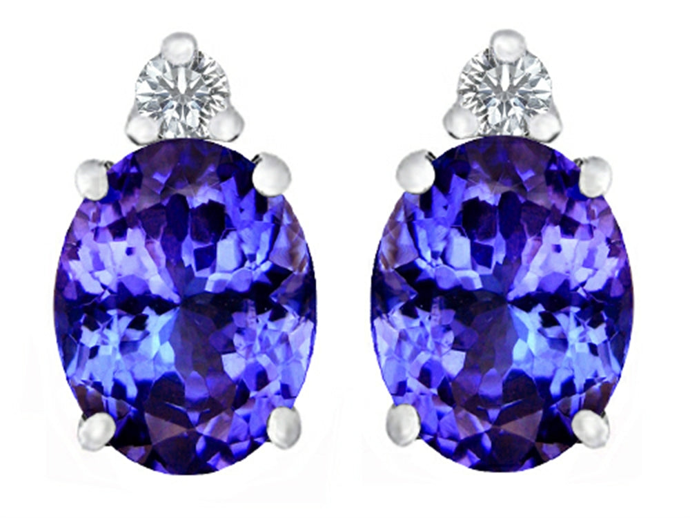 Tommaso Design  8x6mm Oval Simulated Tanzanite s Earrings Studs