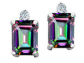 Tommaso Design Emerald Cut Rainbow Mystic Topaz Earrings Studs