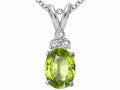 Tommaso Design Oval Genuine Peridot Pendant Necklace