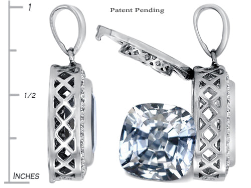 Switch-It Gems Interchangeable Simulated White Topaz Pendant Necklace Set with 12 Cushion-Cut 10mm Simulated Birth Mont