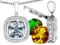 Switch-It Gems Interchangeable Simulated White Topaz Pendant Necklace Set with 12 Cushion-Cut 10mm Simulated Birth Mont