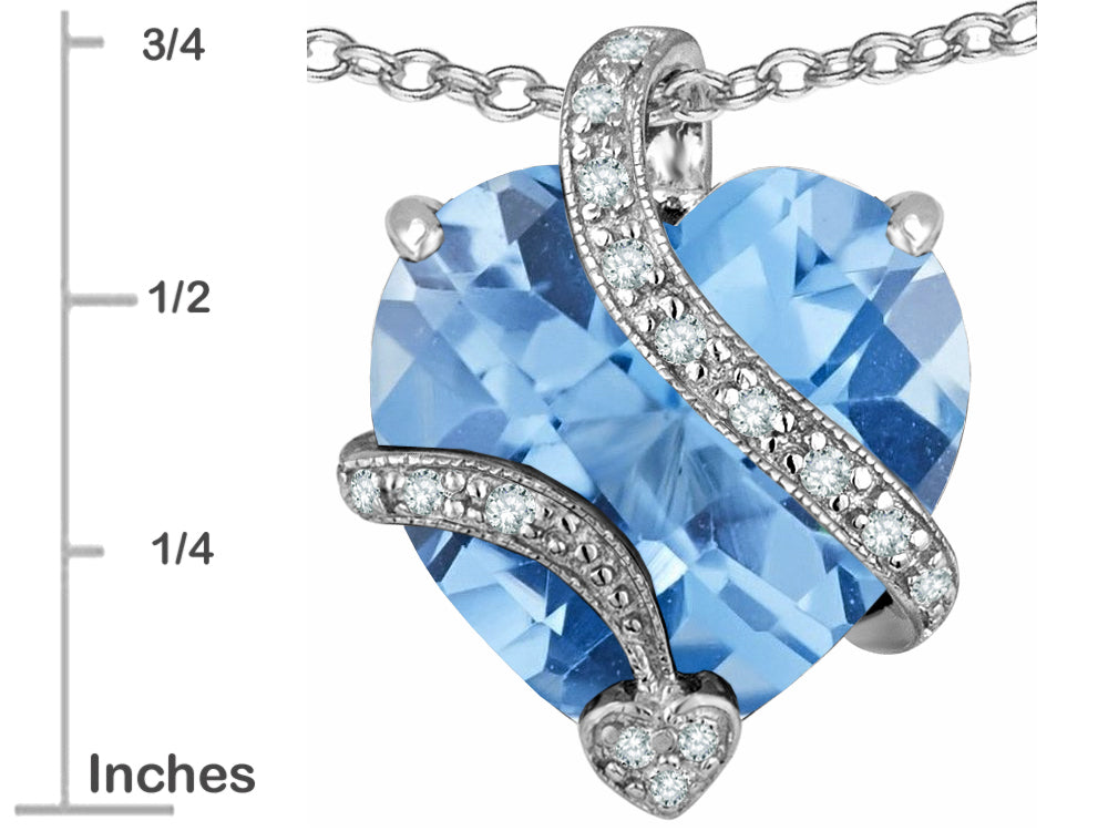 Star K Large 15mm Heart Shape Simulated Aquamarine Love Pendant Necklace