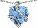 Star K Large 15mm Heart Shape Simulated Aquamarine Love Pendant Necklace