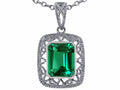 Star K Emerald Cut Simulated Emerald Pendant Necklace