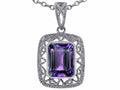 Star K Emerald Cut Simulated Alexandrite Pendant Necklace