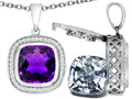 Switch-It Gems 2in1 Cushion-Cut 10mm Simulated Amethyst Pendant Necklace Changeable Simulated White Topaz