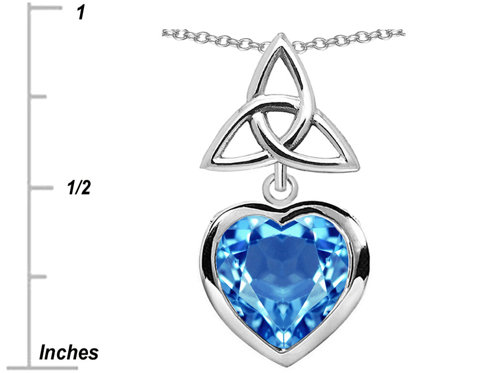 Star K Love Knot Pendant Necklace with Heart 9mm Simulated Blue Topaz