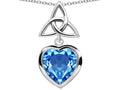 Star K Love Knot Pendant Necklace with Heart 9mm Simulated Blue Topaz