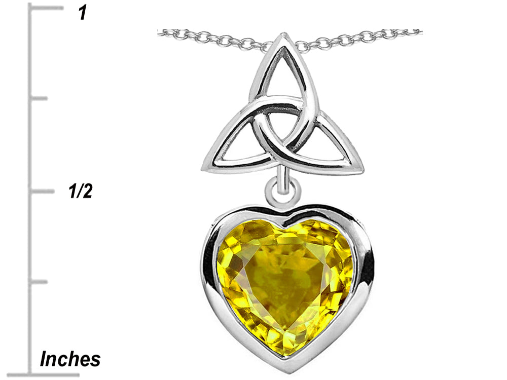 Star K Love Knot Pendant Necklace with Heart 9mm Simulated Citrine