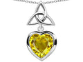 Star K Love Knot Pendant Necklace with Heart 9mm Simulated Citrine
