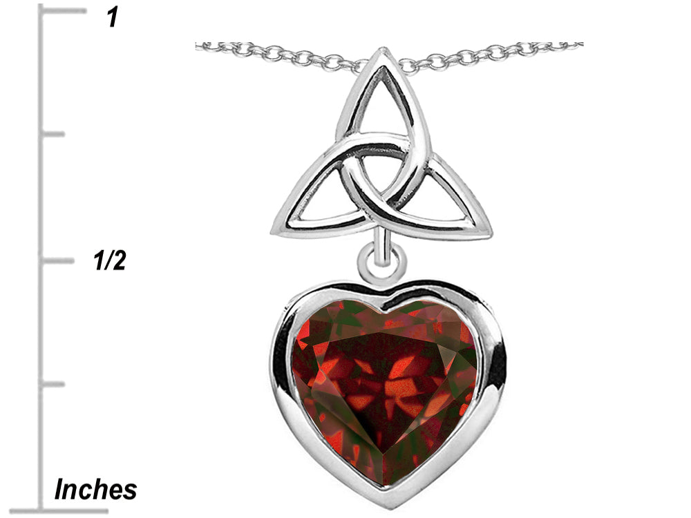 Star K Love Knot Pendant Necklace with Heart 9mm Simulated Garnet