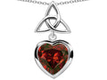 Star K Love Knot Pendant Necklace with Heart 9mm Simulated Garnet