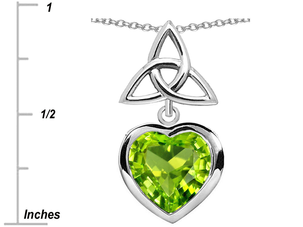 Star K Love Knot Pendant Necklace with Heart 9mm Simulated Peridot