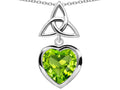 Star K Love Knot Pendant Necklace with Heart 9mm Simulated Peridot