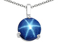 Tommaso Design 7mm Round Simulated Star Sapphire Pendant Necklace