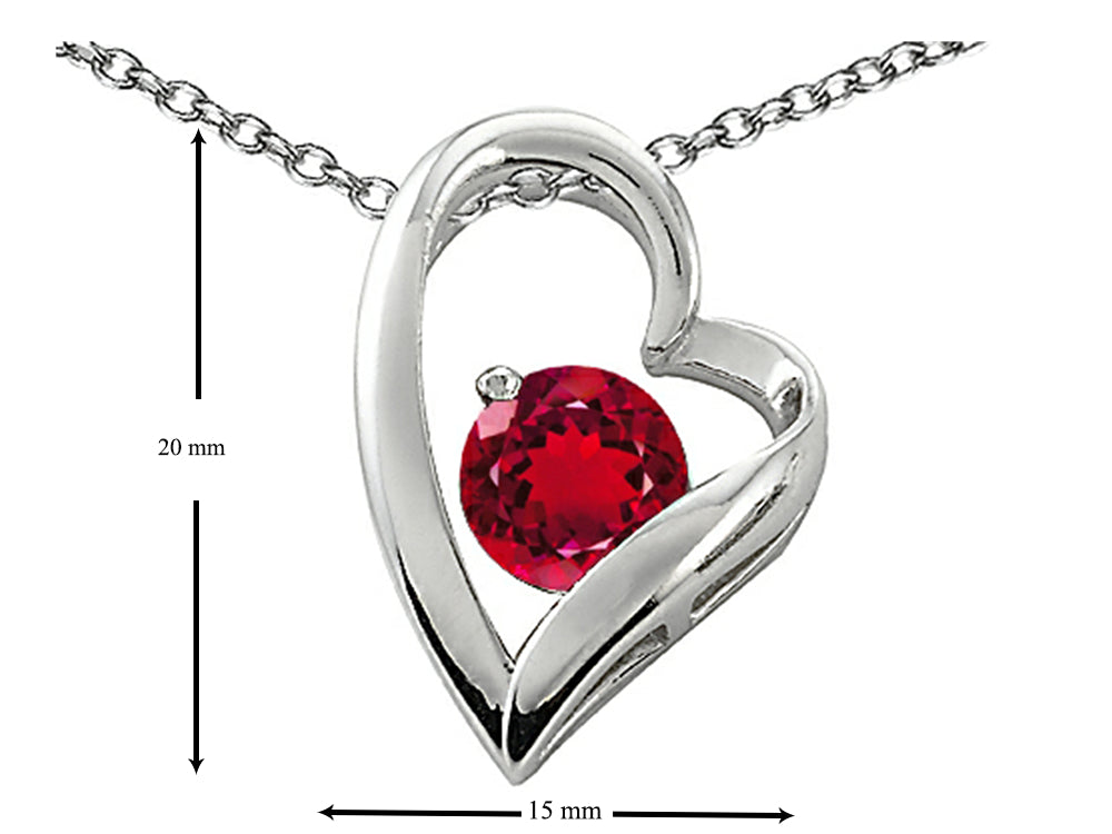 Star K Round 7mm Created Ruby Floating Heart Pendant Necklace