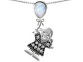 Star K Girl Holding a Balloon Mother October Birth Month Pear Shape Created Opal Pendant Necklace