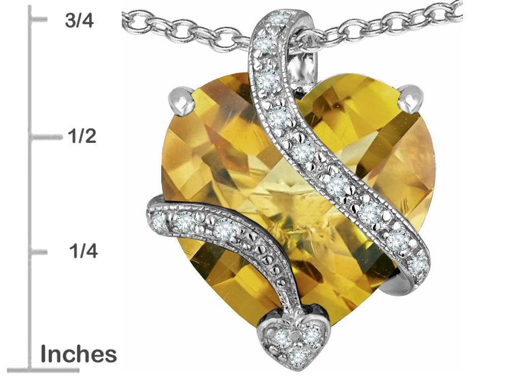Star K Large Heart Shape Simulated Imperial Yellow Topaz Love Pendant Necklace