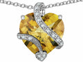 Star K Large Heart Shape Simulated Imperial Yellow Topaz Love Pendant Necklace