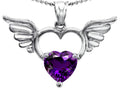 Star K Wings Of Love Birth Month Pendant Necklace with 8mm Heart Shape Simulated Amethyst