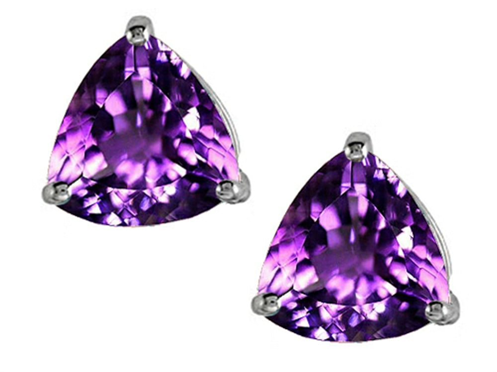 Star K Trillion 7mm Genuine Amethyst Earrings Studs