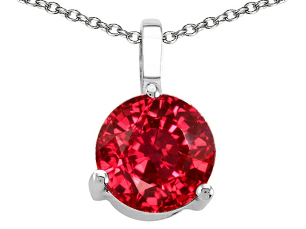 Tommaso Design Round Created Ruby Pendant Necklace