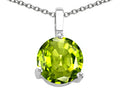 Tommaso Design 7mm Round Genuine Peridot Pendant Necklace