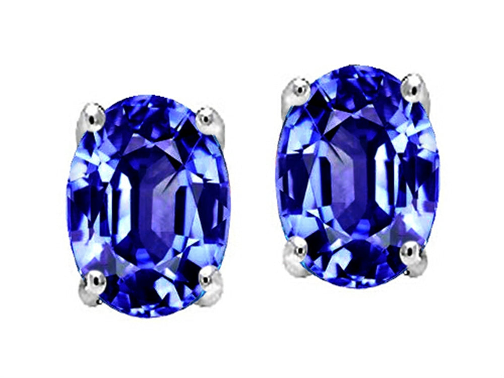 Tommaso Design Simulated Tanzanite Oval 8x6mm Earrings Studs