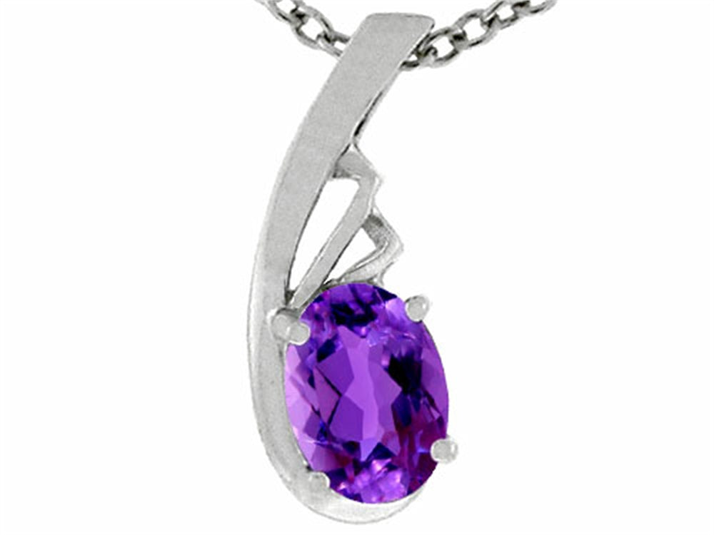 Tommaso Design Oval Genuine Amethyst Pendant Necklace