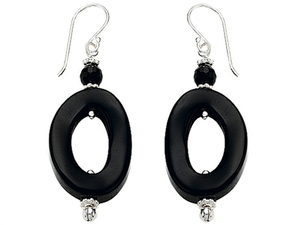 Noah Philippe Simulated Black Onyx Oval Hoop EarringsDrops