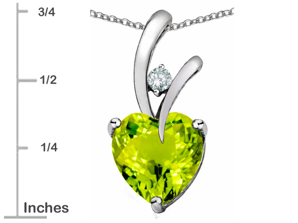 Star K Heart Shape 8mm Simulated Peridot and Cubic Zirconia Endless Love Pendant Necklace