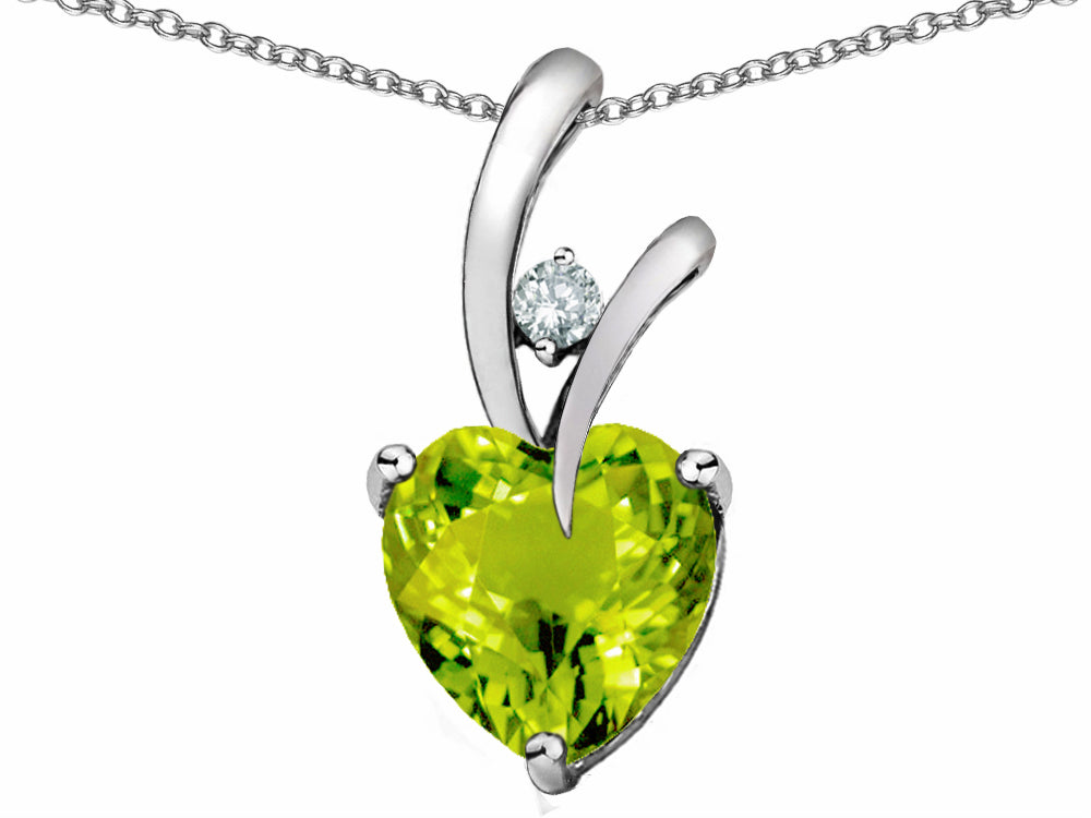 Star K Heart Shape 8mm Simulated Peridot and Cubic Zirconia Endless Love Pendant Necklace