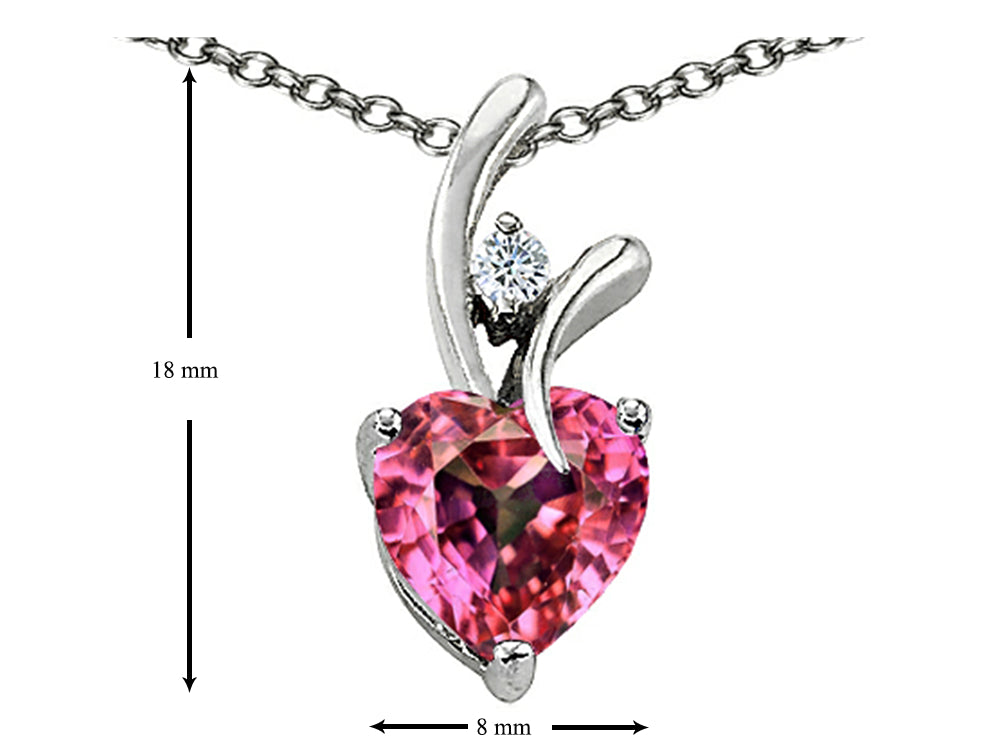 Star K Heart Shape 8mm Simulated Pink Tourmaline Endless Love Pendant Necklace
