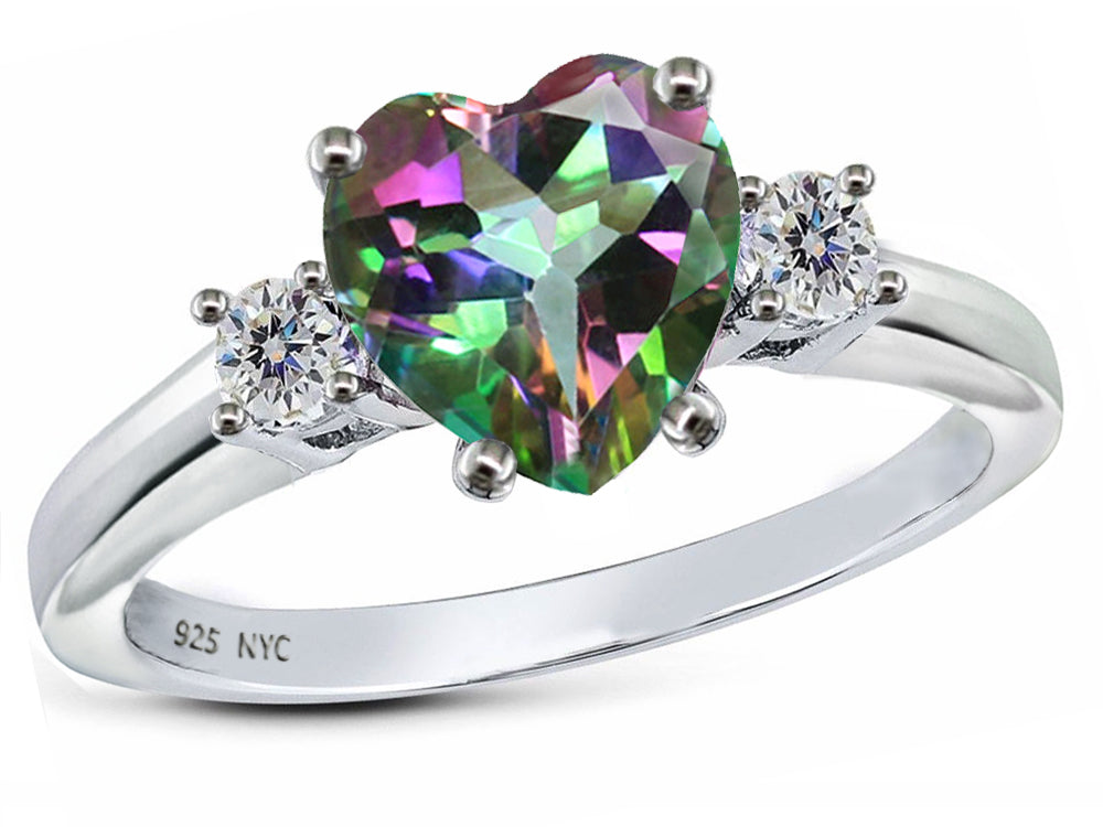 Star K Heart Shape 8mm Rainbow Mystic Topaz Ring