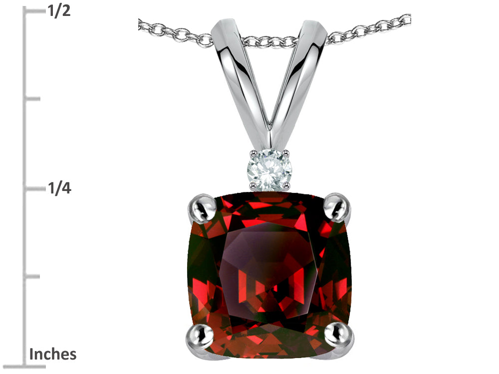 Star K 7mm Cushion-Cut Genuine Garnet Pendant Necklace